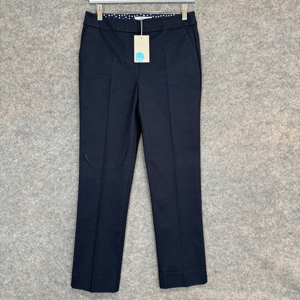 Boden Navy Blue Trouser Pants Womens US 6 Straight Polka Dot Lining Waistband